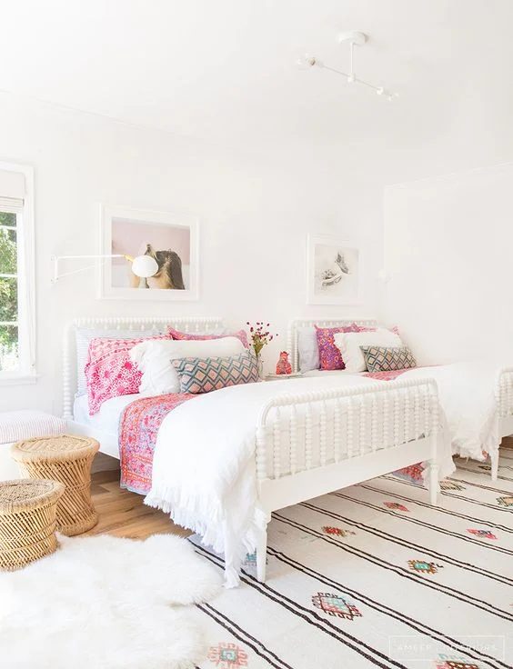 Shared Kids Space Inspiration - white and airy and pink for the girls!