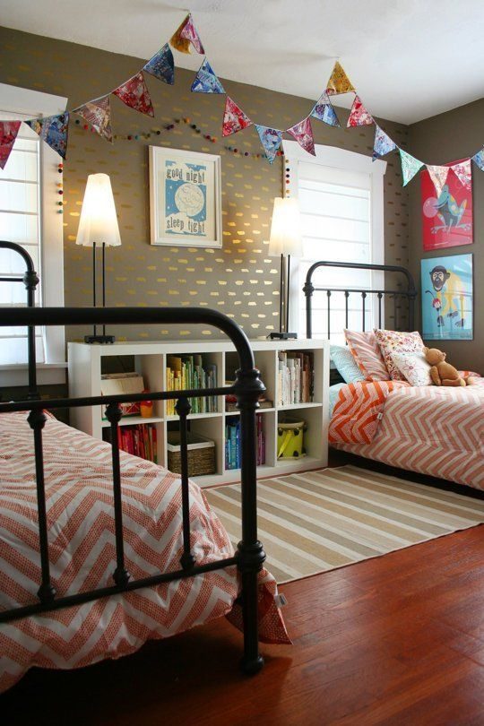 Shared Kids Space Inspiration -- pennants from the ceiling! too cute