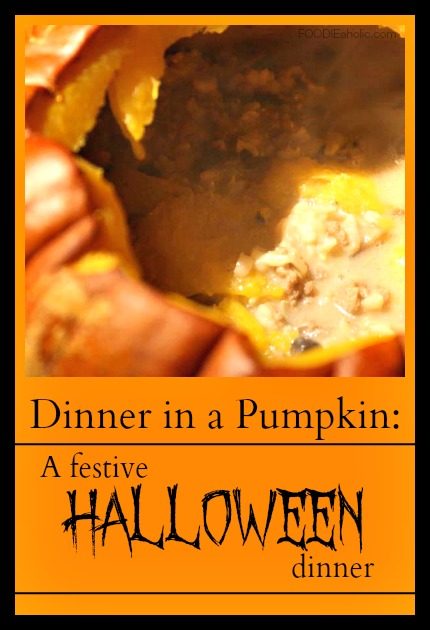 Dinner in a Pumpkin | FOODIEaholic.com #recipe #cooking #baking #holiday #Halloween #dinner #pumpkin #healthy #weightwatchers