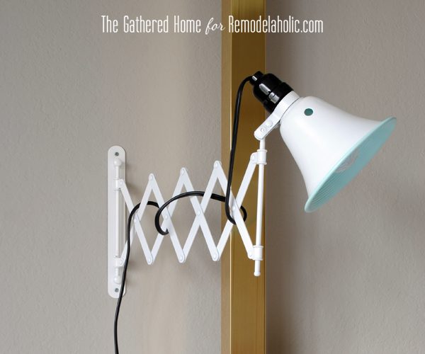 Handmade Accordion Wall Lamps with $5 Ikea Frack mirrors by The Gathered Home for Bekob.com