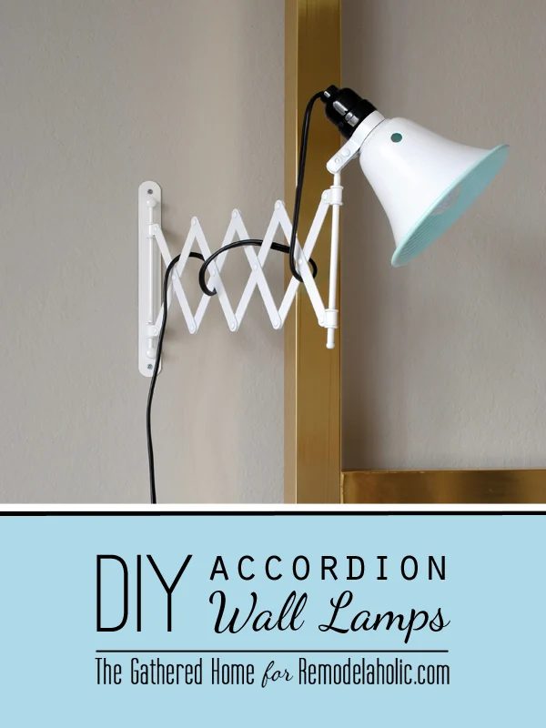 Handmade Accordion Wall Lamps from $5 Ikea Mirrors by The Gathered Home for Bekob.com #ikeahack #accordion #sconces