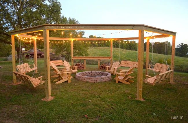 How To Build A Backyard Fire Pit Pergola For Swings, LWH Blog For Bekob