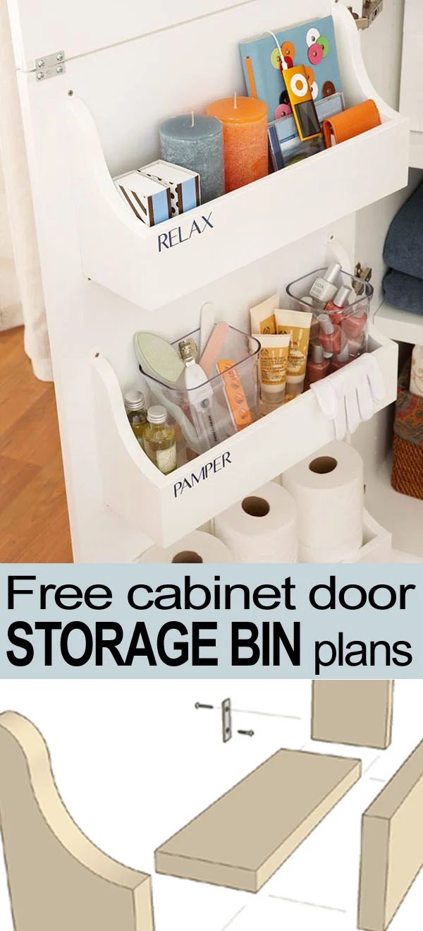 cabinet door storage bin pin button