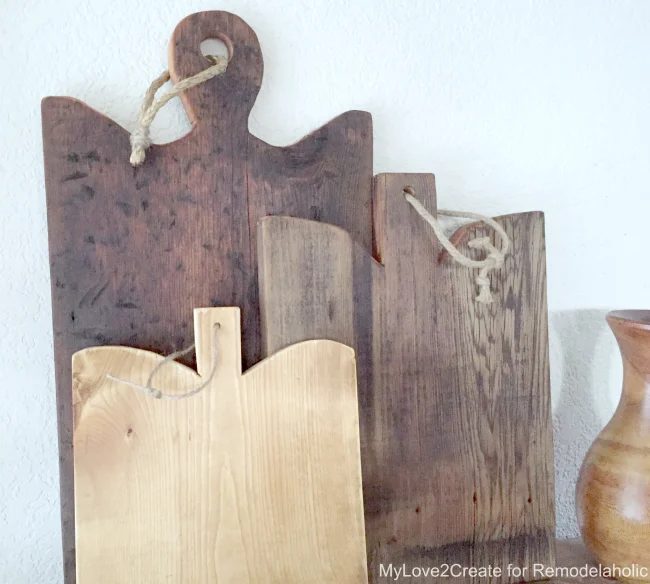 Handmade Antique cutting boards, three front, MyLove2Create for Bekob