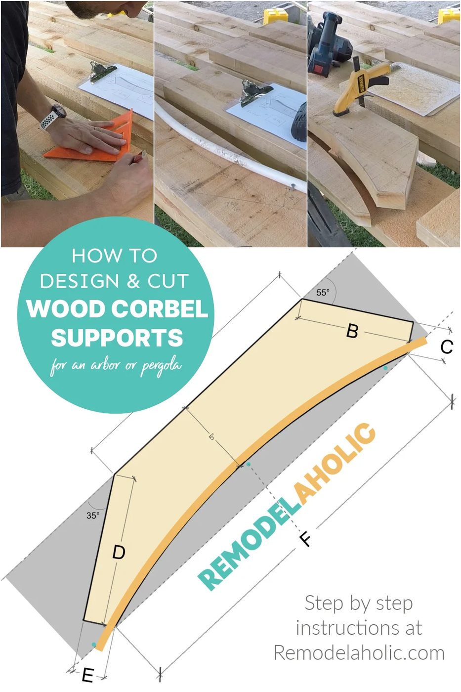 How To Design And Cut Wood Braces For Support Corbels For Arbor Or Pergola, Bekob