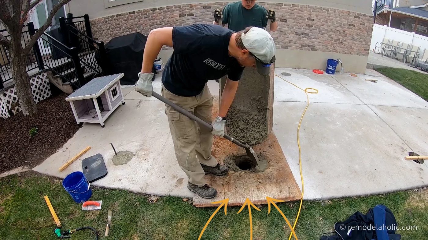 Pour Concrete Footings Under an Existing Concrete Patio