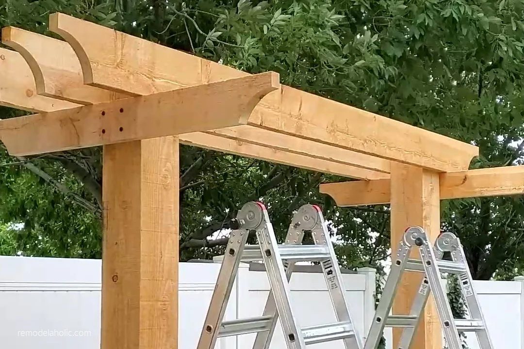 Handmade Arbor Swing Beam Rafter Installation, Bekob