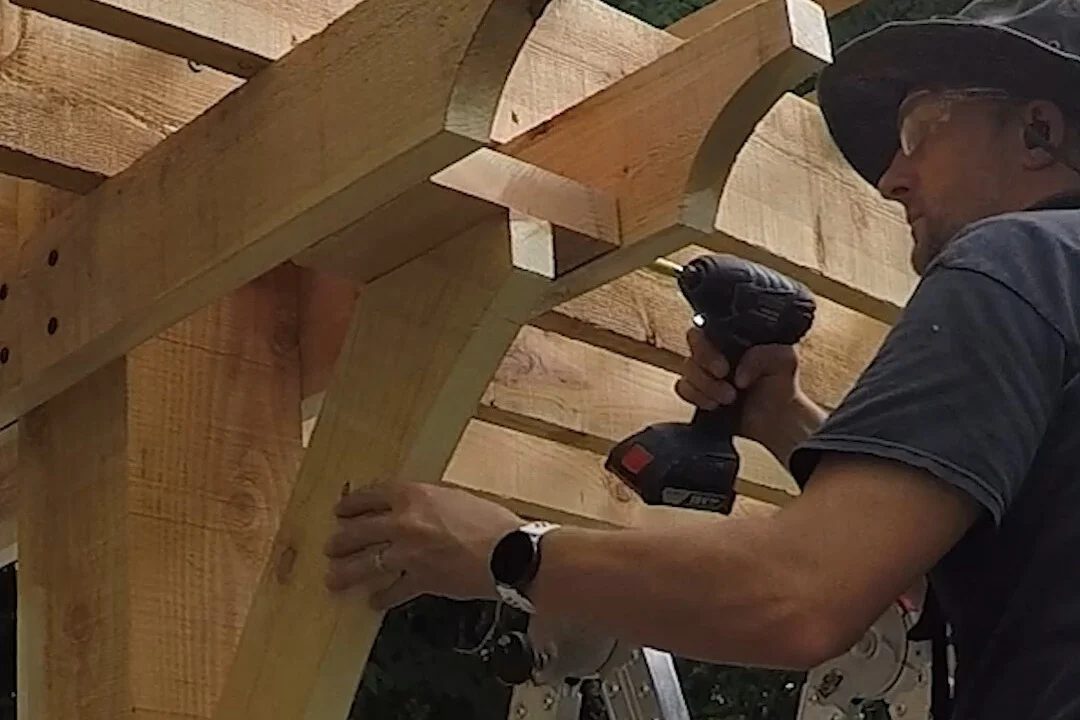 Handmade Arbor Swing: How to Install Curved Wood Knee Braces