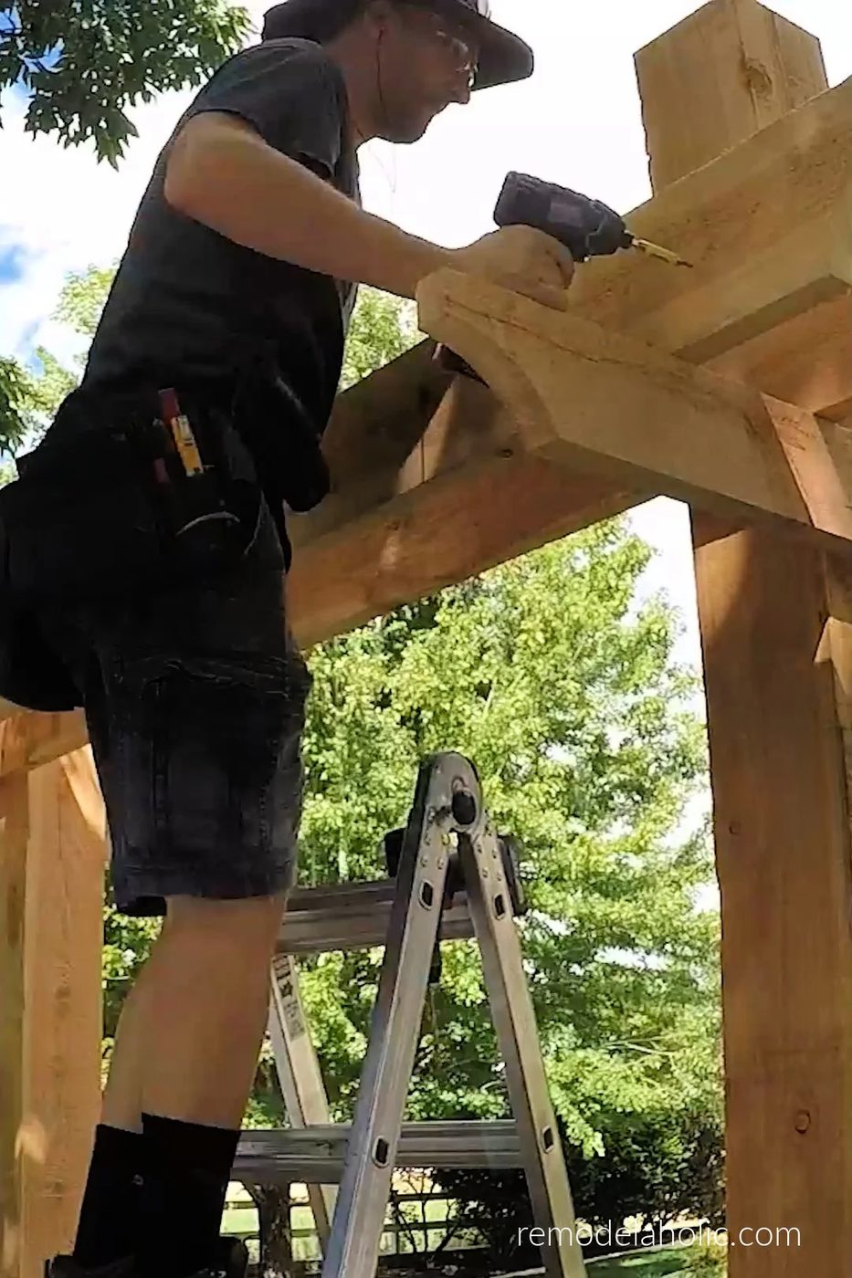 How To Install Wood Beam Supports On A Handmade Swing Arbor, Bekob