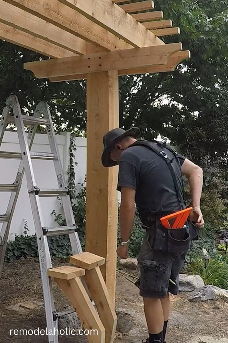 Assemble Corbel Wood Knee Brace Supports Before Installing On Handmade Swing Arbor, Bekob