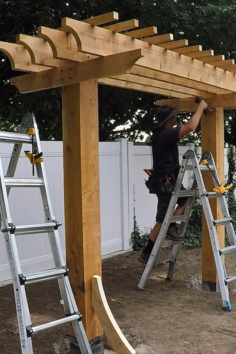 Handmade Arbor Swing Installing Purlins And Second Beam Supports Bekob