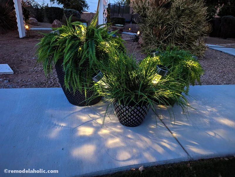 Handmade Faux Potted Outdoor Plants With Solar Lights 04