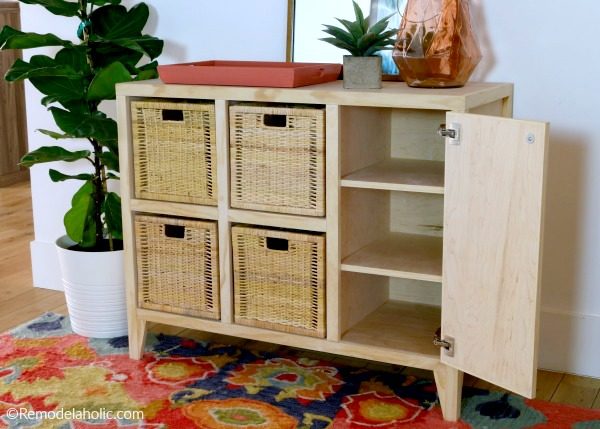 Woodworking Plan To Build A Handmade Entry Table With Cubby Storage For IKEA 13 Inch Bins, Bekob (1)