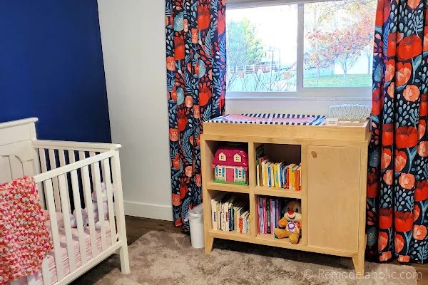 Diy Baby Changing Table With Topper Organizer In A Red Blue Pink Nursery Girls Room, Bekob