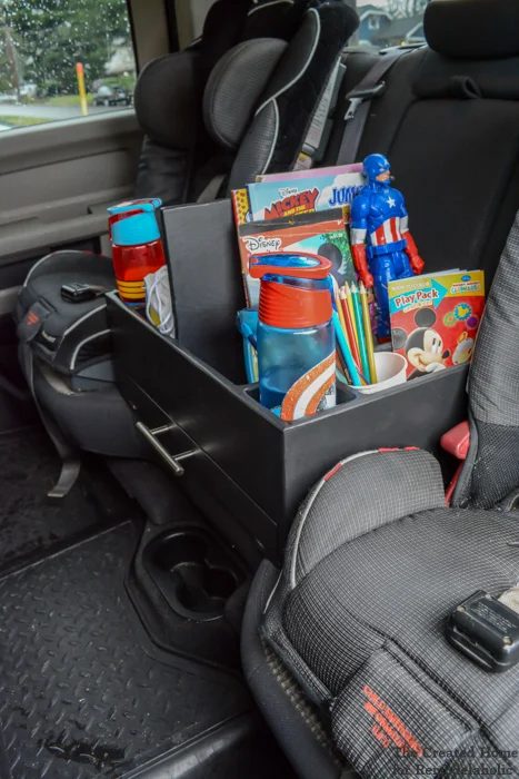 How To Build A Backseat Handmade Car Organizer For Kids Road Trips, With A Hidden Snack Storage Drawer #Bekob