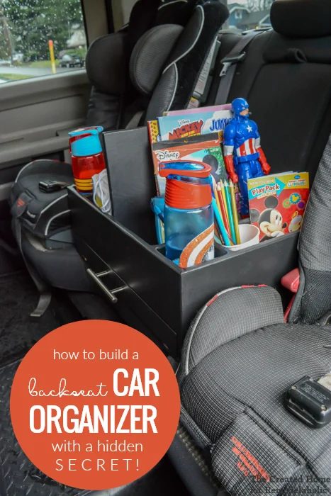 How To Build A Backseat Handmade Car Organizer For Kids Road Trips, With A Hidden Snack Storage Drawer #Bekob