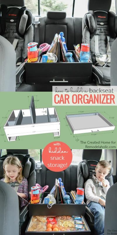 Build A Handmade Backseat Car Organizer With Hidden Snack Storage And Activity Organization #Bekob