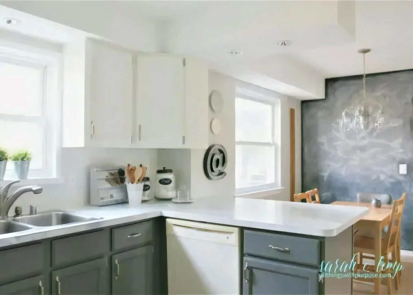 14 Oak Kitchen Updated With Paint And Shiplap Backsplash All Things With Purpose Featured On @Bekob 102849