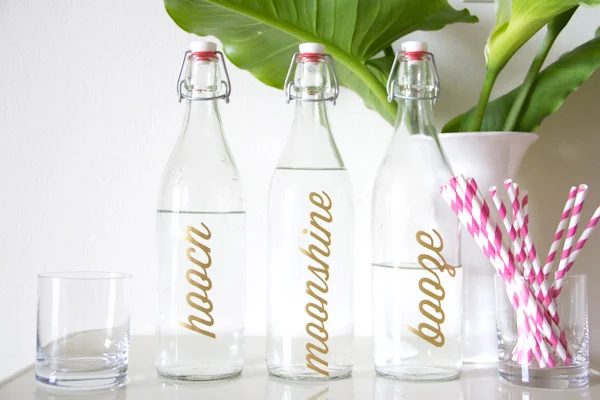 handmade metallic bar bottle labels