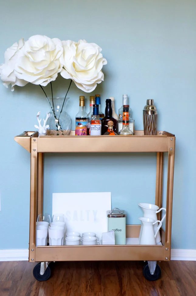 utility cart bar cart gold