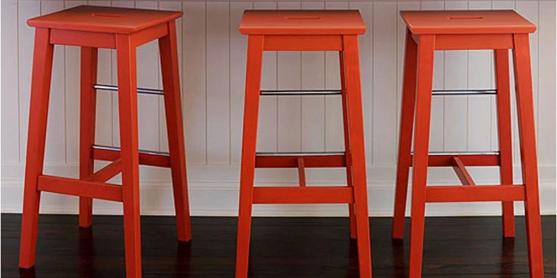 Handmade Bar Stools with Metal Bar Accents