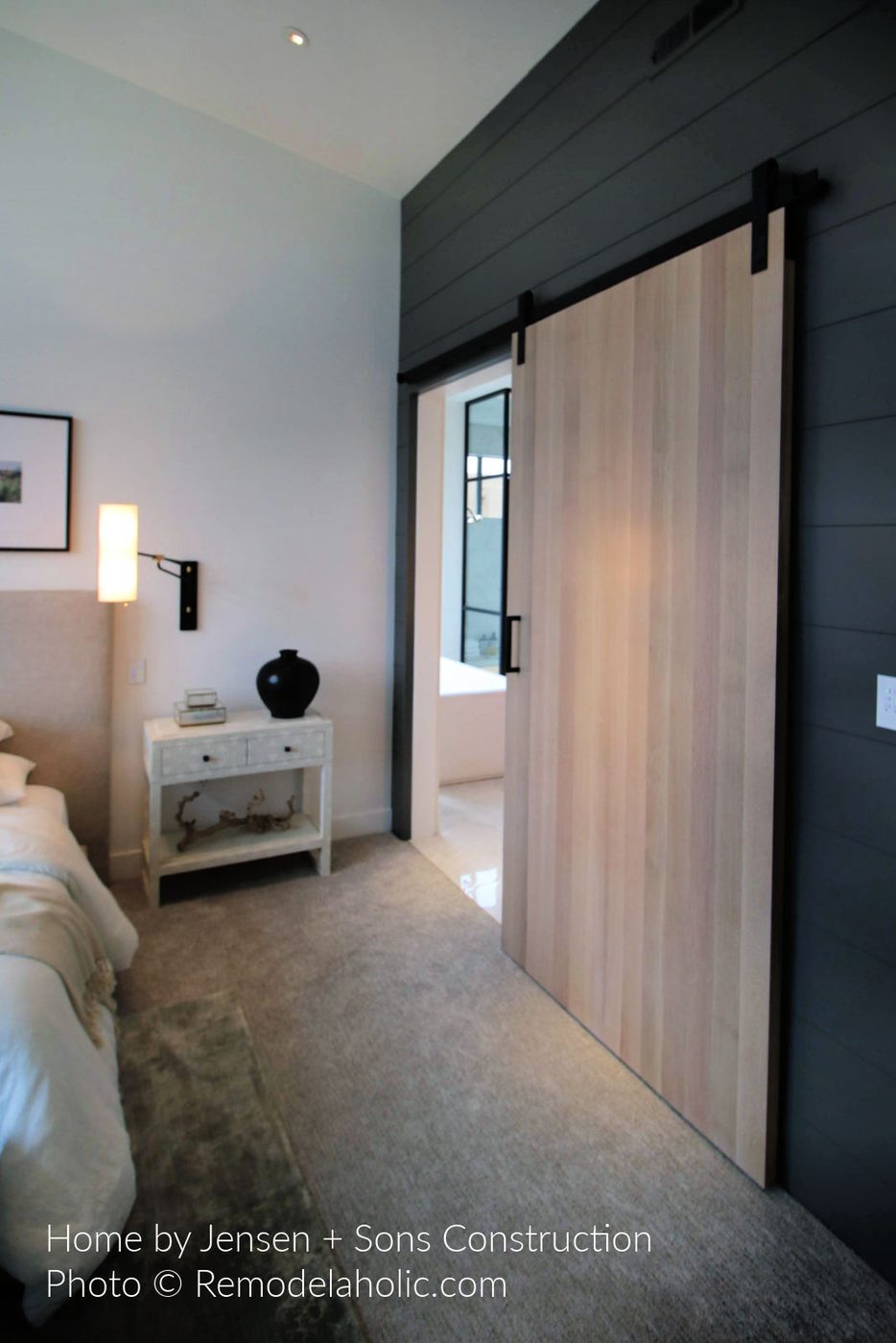 Diy Barn Door Design options Solid Wood Panel Extra Wide Door On Gray Black Shiplap Wall Ensuite Bathroom SG17 H09 Bekob