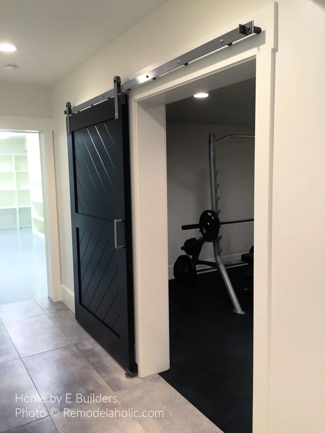 Handmade Barn Door Design options Black Painted 2 Panel Herringbone Barn Door For Home Gym UV16 H33 Bekob