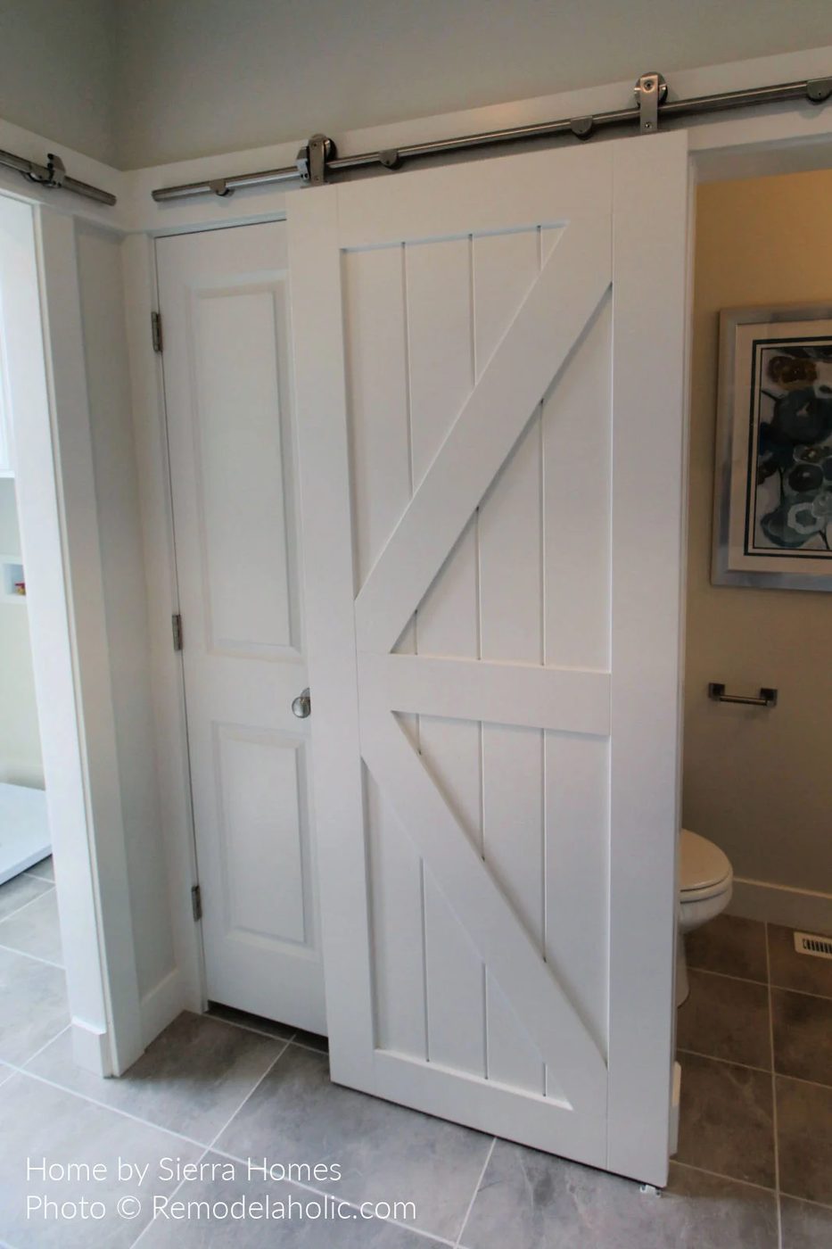 Diy Barn Door Design options White Painted Shiplap X Barn Door For Bathroom On Stainless Steel Hardware UV19 H30 Bekob