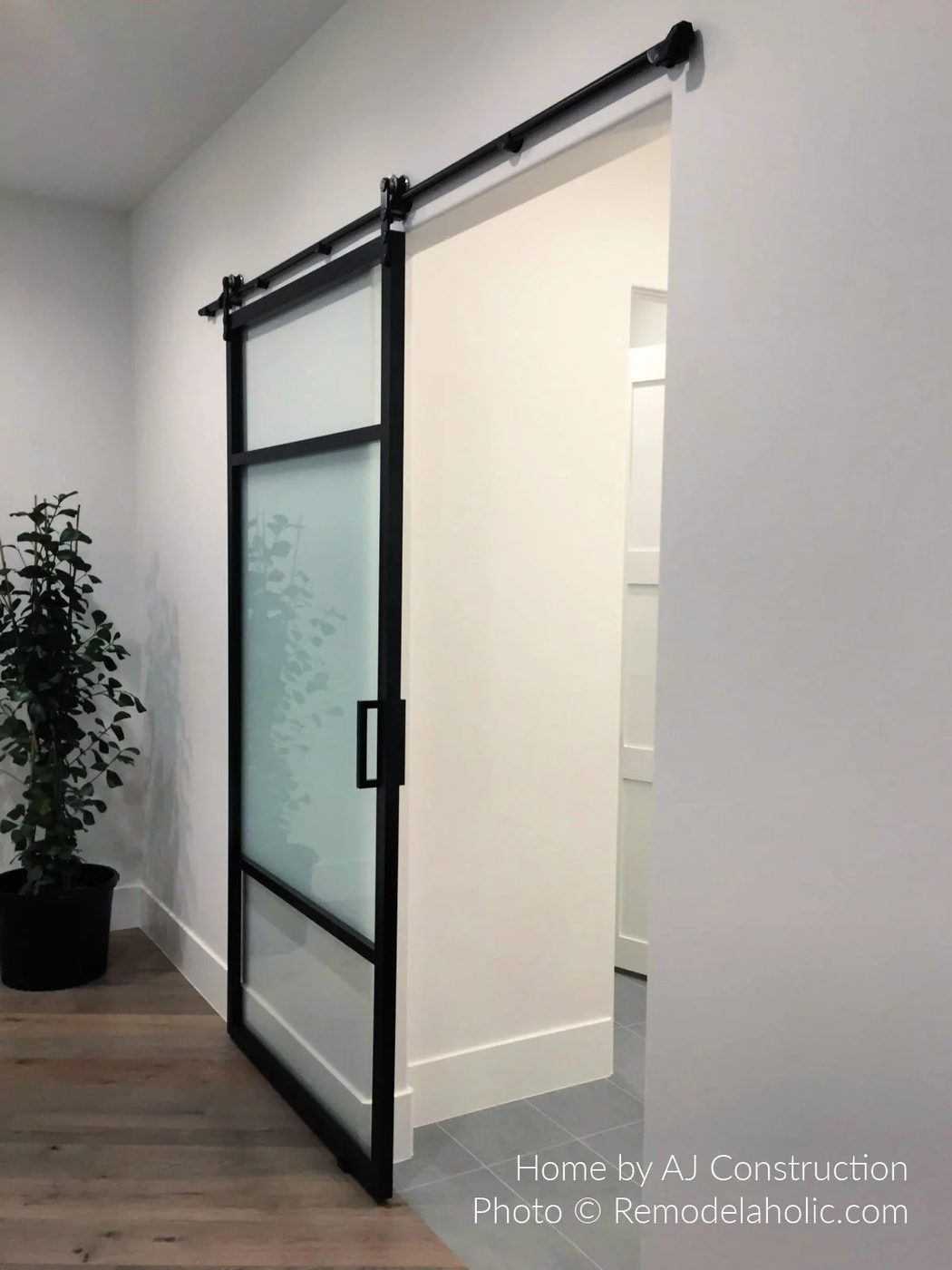 Diy Barn Door Design options Modern Black Metal All Glass Barn Door For Kitchen SG17 H27 Bekob