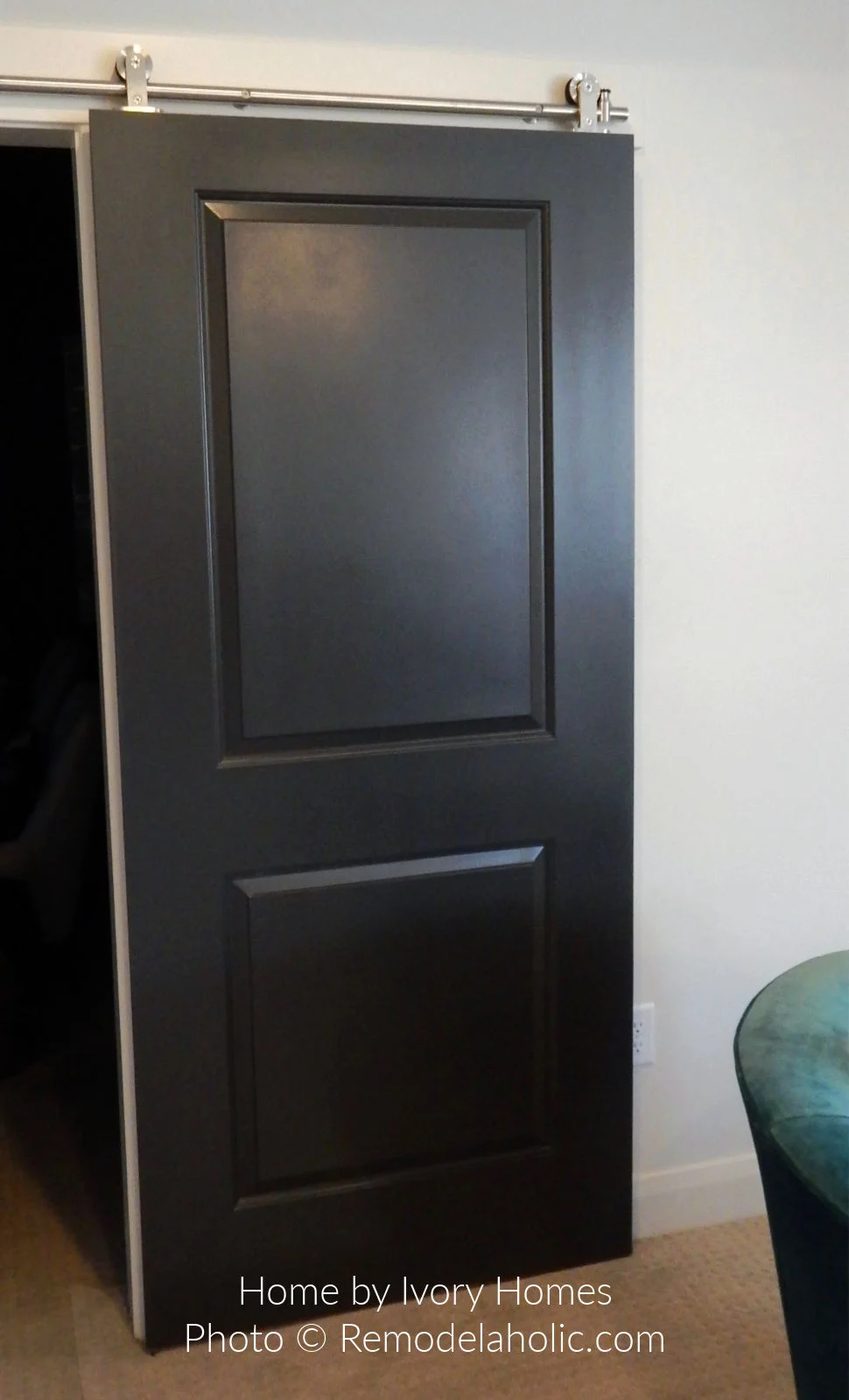 Diy Barn Door Design options Black 2 Panel Barn Door On Steel Rolling Track SG18 H16 Bekob
