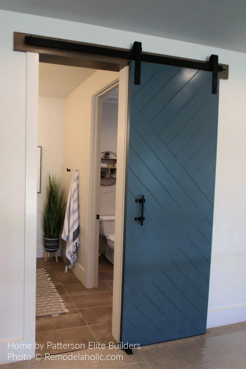 Diy Barn Door Design options Dark Gray Painted Barn Door With Diagonal Shiplap Design Bathroom UV19 H26 Bekob