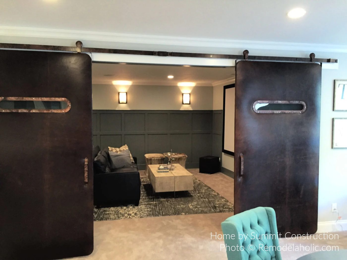 Diy Barn Door Design options Double Barn Doors Metal Rounded Corners For Home Theater Room UV16 H09 Bekob