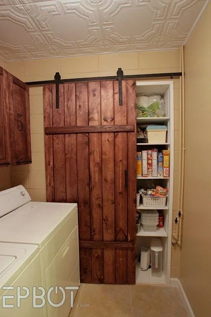 handmade barn door and rolling track for pantry - epbot