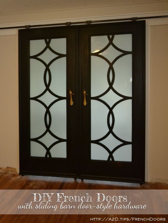 french sliding doors with modest-cost-friendly barn door style hardware - Addicted2Decorating