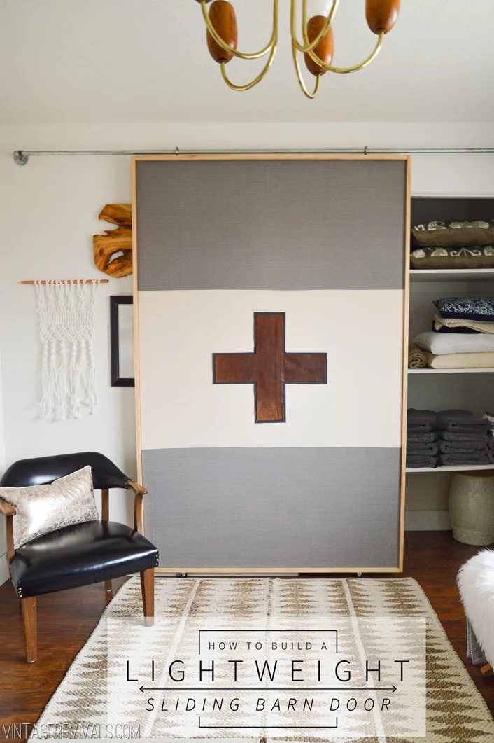 build a lightweight fabric sliding barn-style door - Vintage Revivals