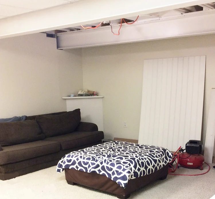 Handmade Beadboard Ceiling Progress