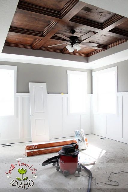 handmade coffered ceiling in a master bedroom, Small Town Idaho Life