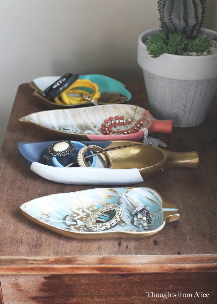Painted Wooden Tray Jewelry Storage