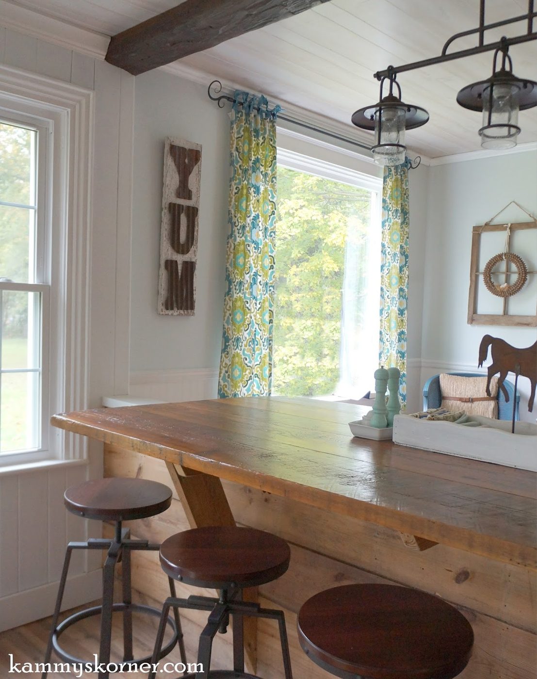 19 Dining room, sun room renovation using old barn wood from historic mansion estate, by Kammy's Korner featured on @Bekob