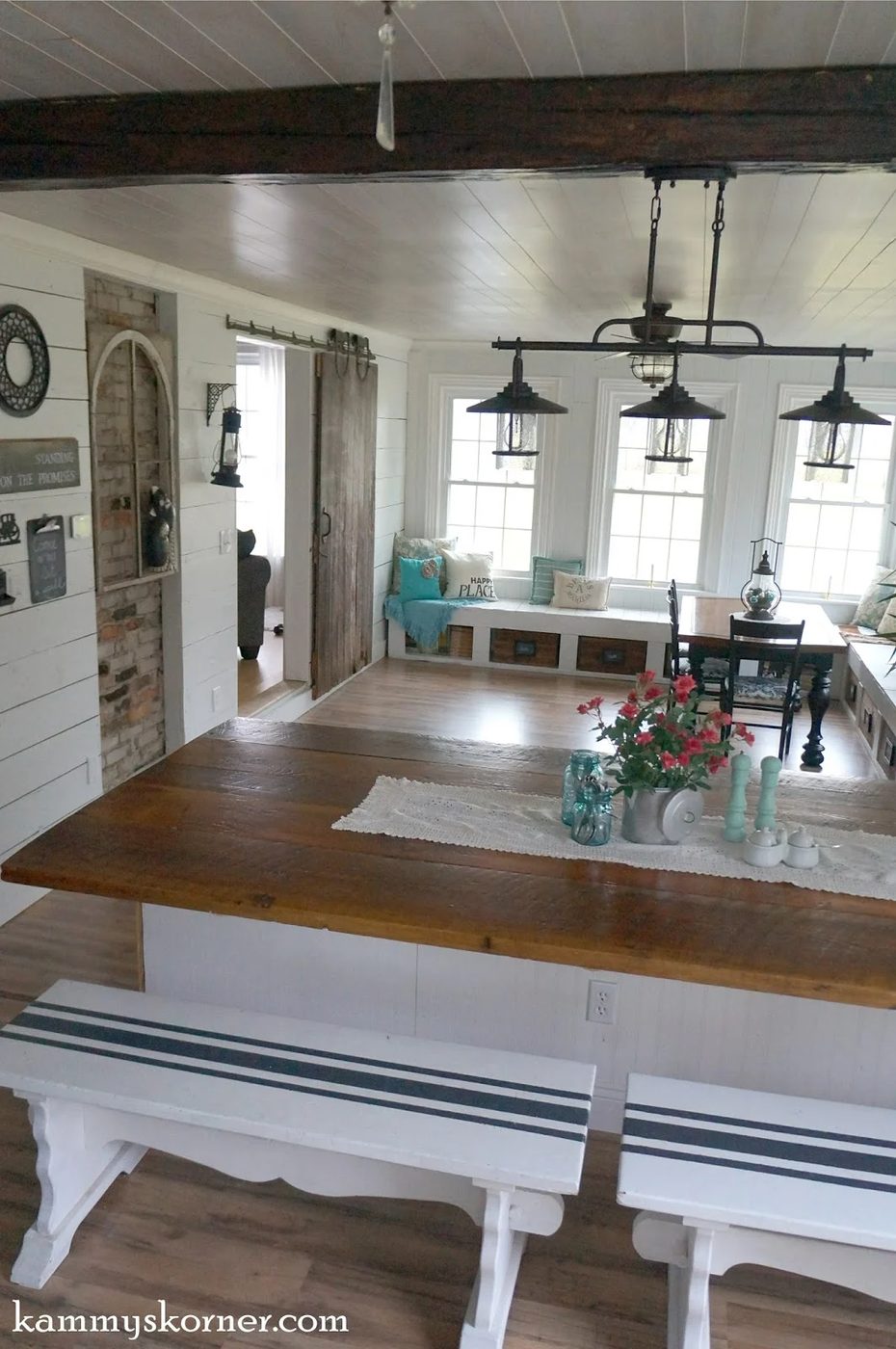 1 half wall dining table made from reclaimed wood, by Kammy's Korner featured on @Bekob