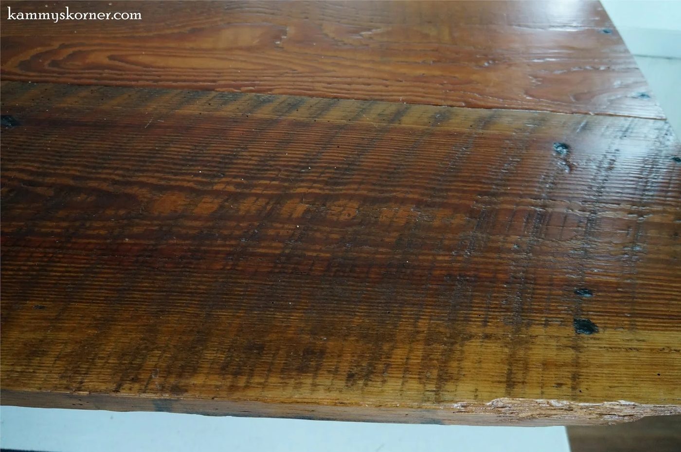 13 Rustic table built from reclaimed barn wood, historic farmhouse remodel, by Kammy's Korner featured on @Bekob
