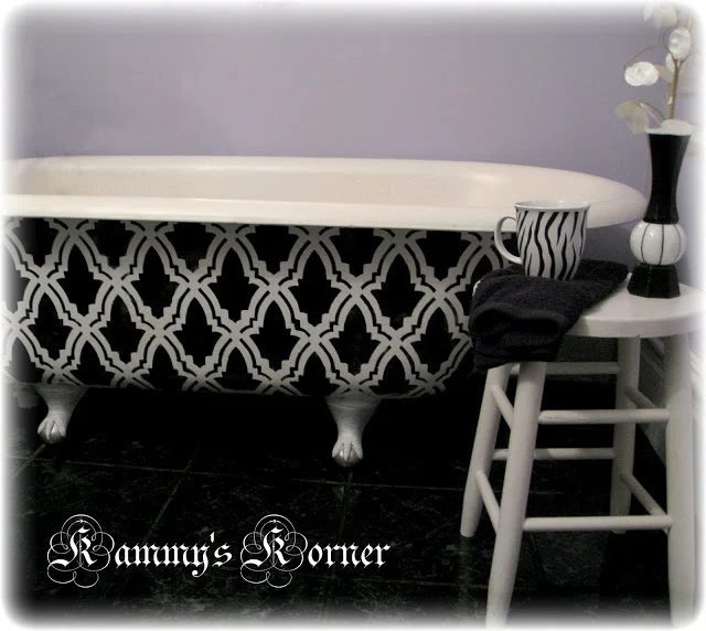 Kammy's Korner painted claw foot bath tub