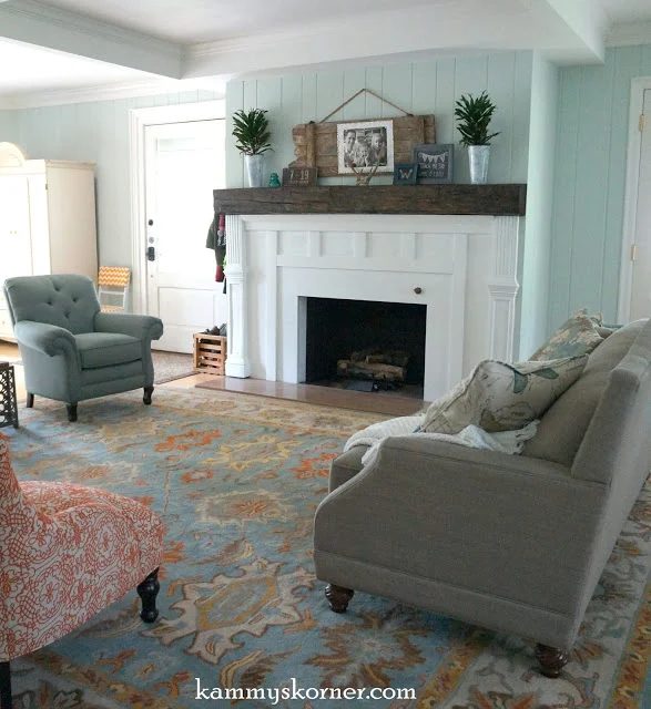 Kammy's Korner, great room with striking mantel
