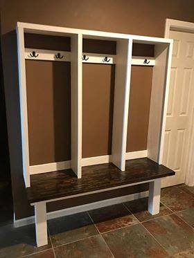 Handmade Mudroom With Bench And Coat Hangers