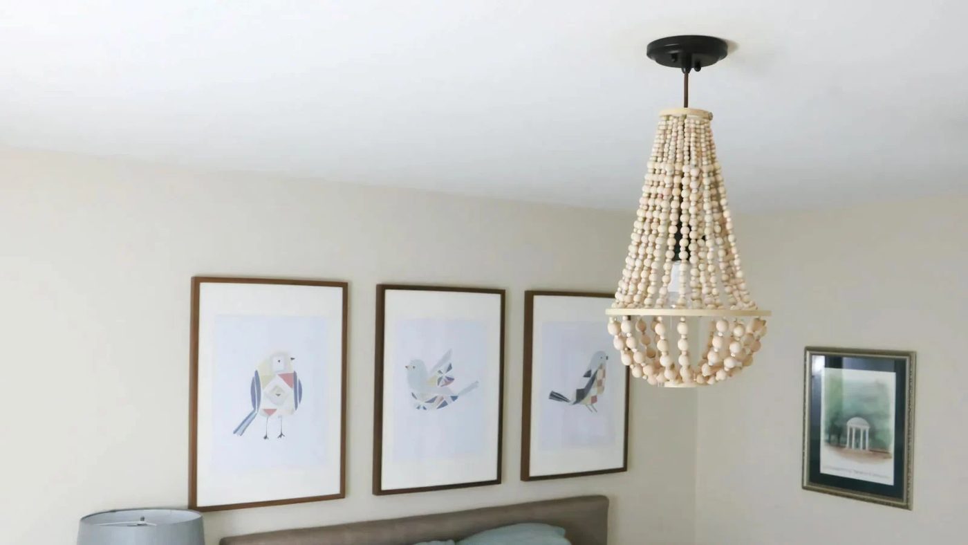 12 Wood Bead Chandelier Finished 4 122733