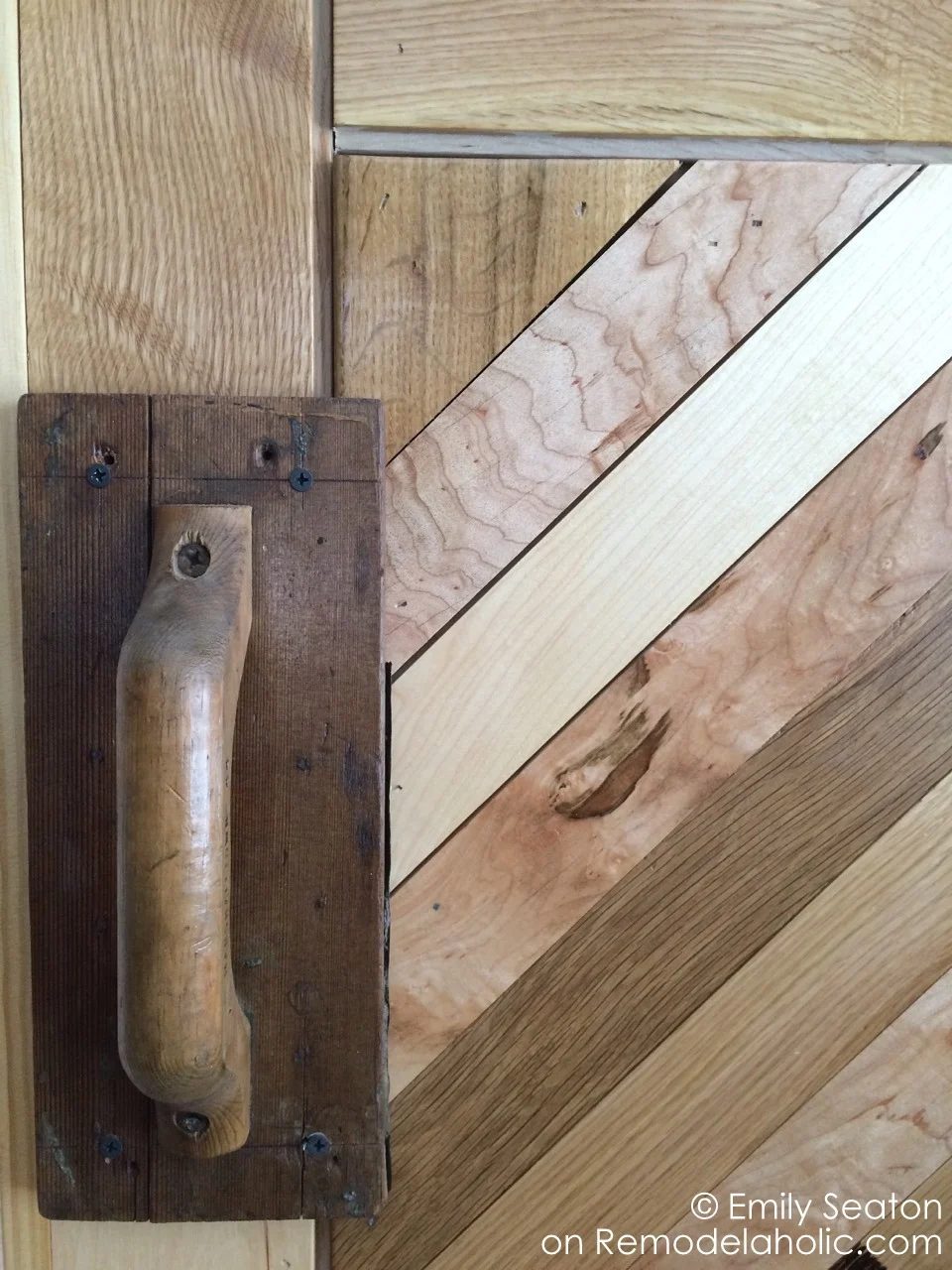 handmade barn door handle and hardware, chevron herringbone barn door