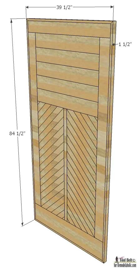 Handmade chevron barn door, wood herringbone barn door, woodworking plans and walkthrough
