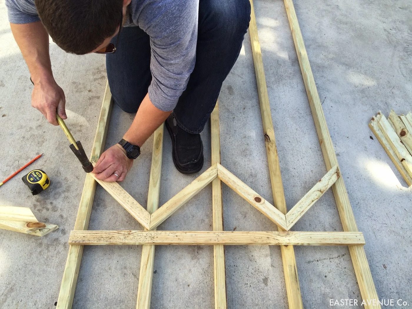 how to build a chevron lattice for garden plants, step 13 - Easter Avenue Co on @Bekob