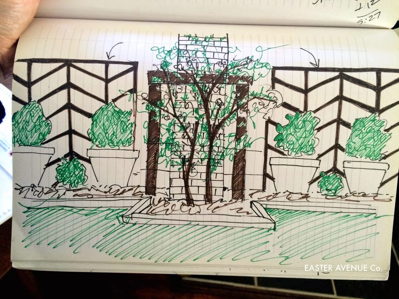 sketched Handmade chevron lattice to add height to a garden - Easter Avenue Co on @Bekob