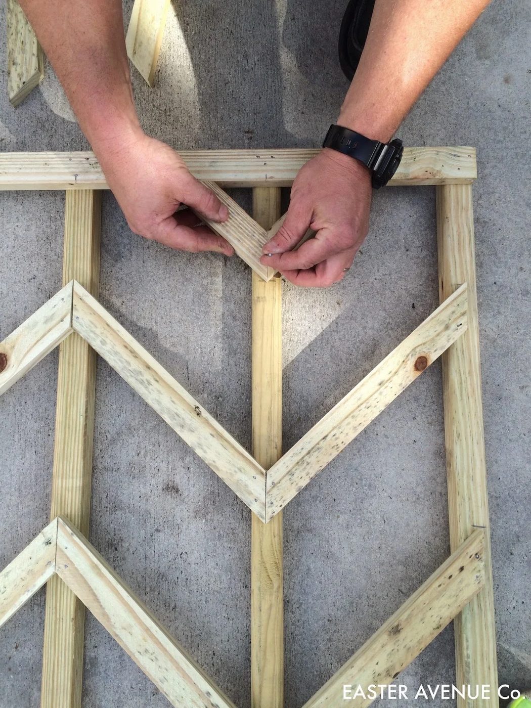 how to build a chevron lattice for garden plants, step 20 - Easter Avenue Co on @Bekob